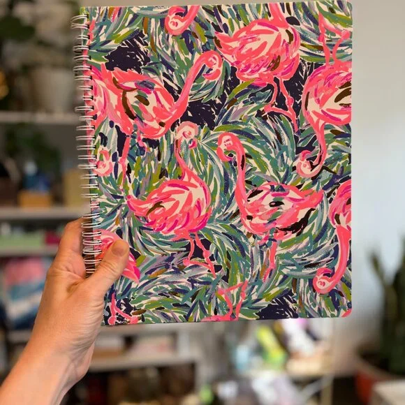 Lilly Pulitzer Flamingo Large Hardcover Spiral Notebook, 11" x 9.5" New - Picture 3 of 7